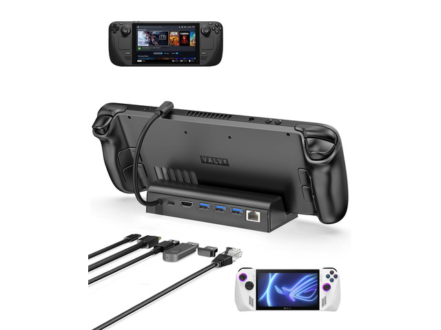 6-in-1 Docking Station for Steam Deck/ROG Ally, Steam Deck Dock with HDMI 2.0 4K@60Hz Gigabit, 1000Mbps Ethernet, 100W PD Fast Charging and 3 USB-A...