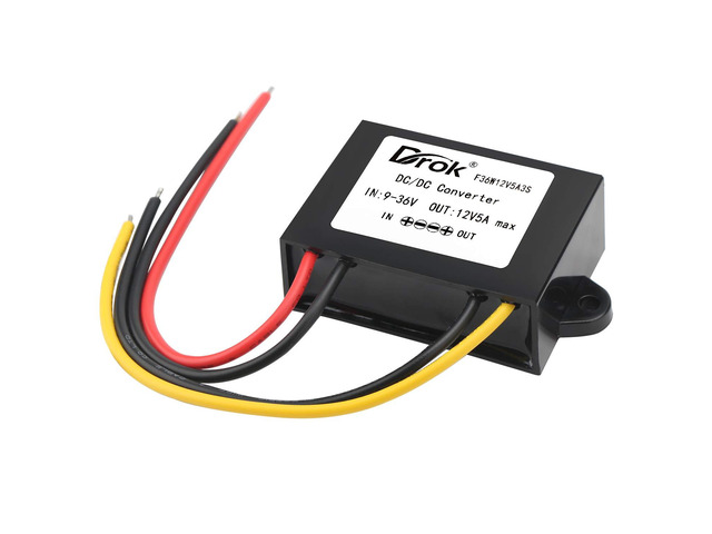 DC-DC Stabilizer, 9V-36V to 12V Boost Buck Converter 5A 60W Waterproof Auto Step Up Down Voltage Regulator 12V Volt Transformer for Car Audio Solar...