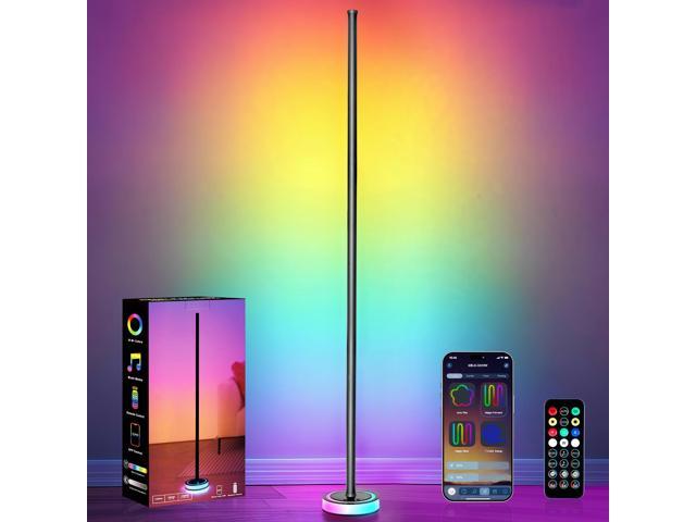 Smart Corner Floor Lamp, RGBICW LED Standing Lamp with App Control, 16 Million Colors with Music Sync, Dimmable Ambient Light for Bedroom, Living...