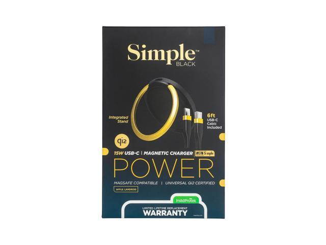 Simple Black Magnetic 15W USB C Qi2 Charger With Stand And 6ft Cable