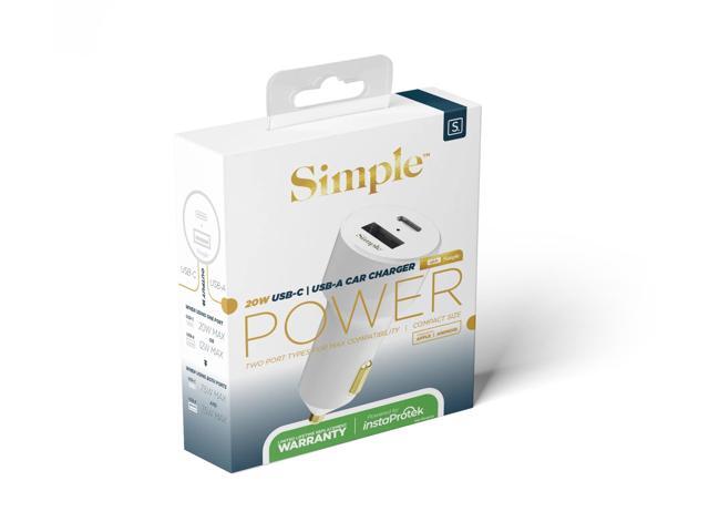 Simple 20w Usb-C/Usb-A Combo Car Charger - White