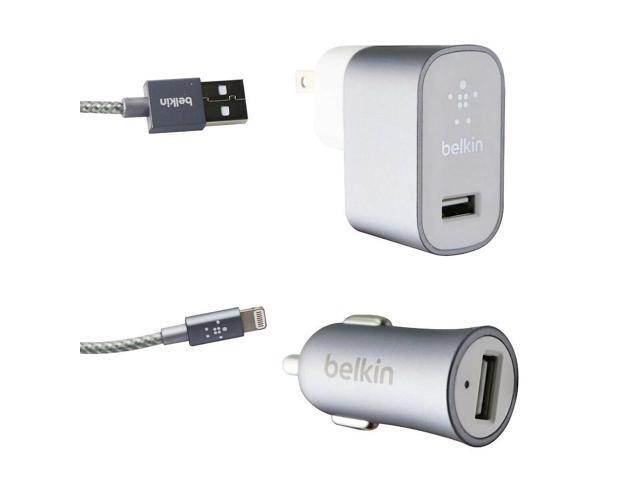 Belkin Mixit Car and Home Charger Kit with 4ft Braided Lightning Cable - Gray