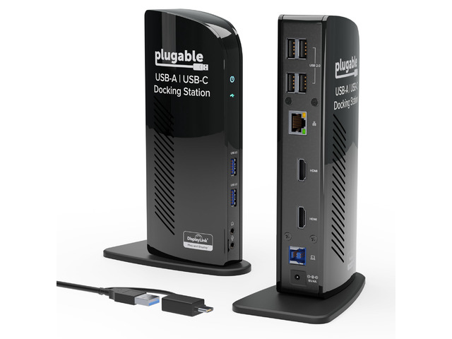 USB 3.0 Universal Laptop Docking Station, Dual HDMI Monitor for Windows and Mac (Driver Required), USB 3.0 or USB-C, 2x HDMI, Gigabit Ethernet,...