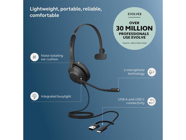 Jabra Evolve2 30 SE Mono USB-C/A UC Headset - Black - image 2