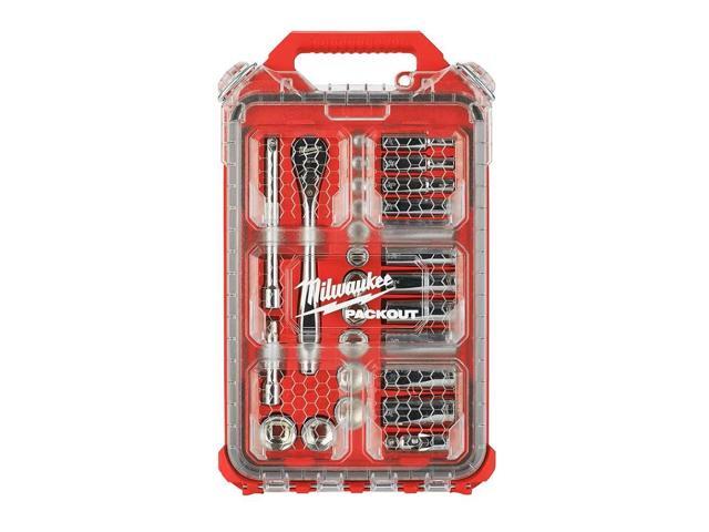 Milwaukee 3/8-Inch Drive SAE Ratchet and Socket Mechanics Tool Set with Packout Case (28-Piece)