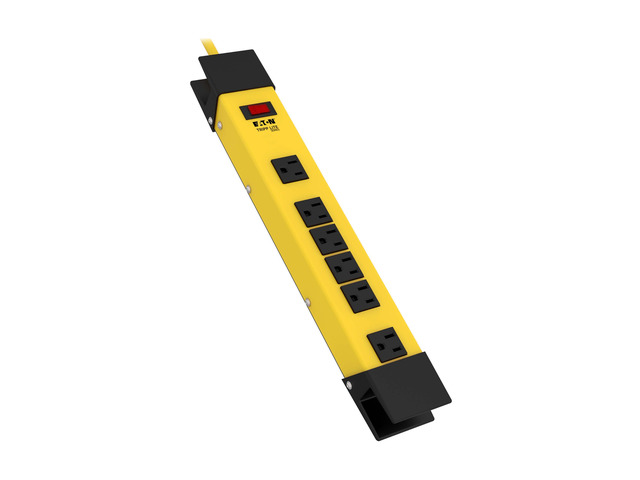 Eaton TLM609GF Heavy Duty Power Strip with GFCI Plug, Yellow Metal Housing, 6 Outlets, 9 Foot / 2.7 Meter Cord, Keyhole Mounting Slots, Industrial...