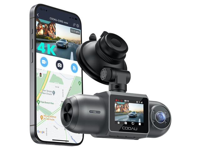 D30S 4K Dash Cam with GPS Wi-Fi, Front and Inside Dual 2.5K 1080P, Uber Car Camera with Infrared Night Vision, Supercapacitor, 4 IR LEDs, G-Sensor,...