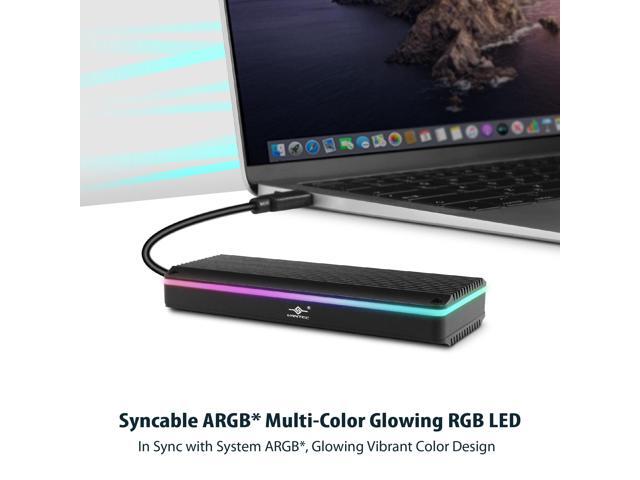 Vantec M.2 NVMe SSD to USB 3.1 Gen 2x1 Type C Syncable RGB Enclosure (NST-210C3-RGB), Small and Portable,Black