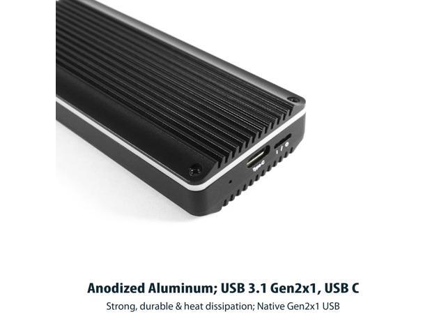 Vantec M.2 NVMe SSD to USB 3.1 Gen 2x1 Type C Syncable RGB Enclosure (NST-210C3-RGB), Small and Portable,Black
