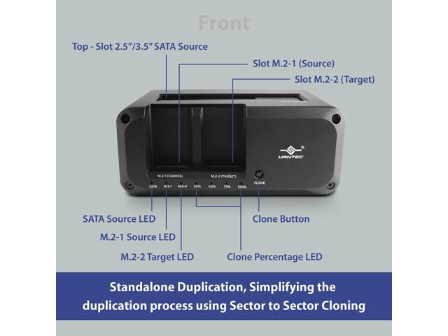 Vantec JX, USB 3.2 Gen 2x1, Triple Bay Dock (Dual M2, SATA) with Clone Function (NST-DM12C31)