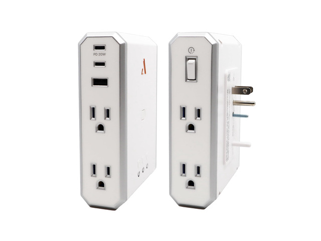 V Series Appliance Wall Power 4 Outlet Surge Protector, 3000 Joules For Kitchen Usage, 1 USB-C 20W Fast Charger, 2.4 amps USB-C and A Ports,...