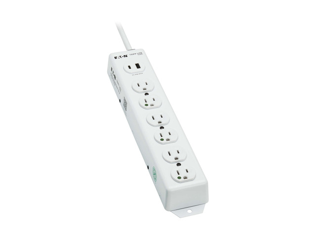 Eaton Medical Hospital Power Strip with 2 USB Charging Ports, 6 Outlets + 6ft Cord, UL 1363 Certified Power Strip, Wall & Under-Desk Mount,...