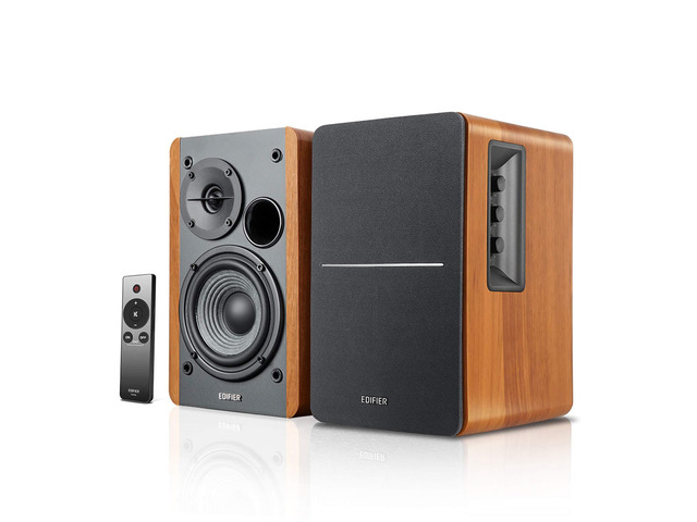 R1280Ts Powered Bookshelf Speakers - 2.0 Stereo Active Near Field Monitors - Studio Monitor Speaker - 42 Watts RMS with Subwoofer Line Out - Wooden...