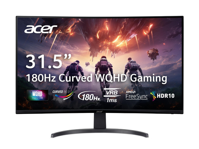 Nitro 31.5in QHD 2560x1440 Curved 180Hz Gaming Monitor EDA323QU S3 1ms, AMD FreeSync, 2xHDMI, DisplayPort, 1500R Curve, Speaker, VESA Mountable,...