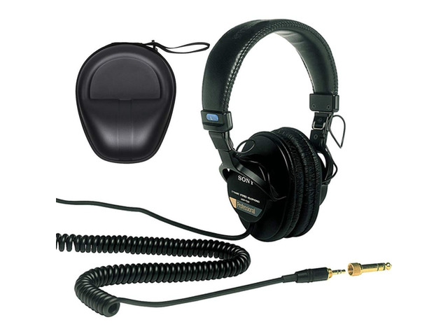 MDR-7506 Professional Large Diaphragm Headphones with Headphone Case Bundle