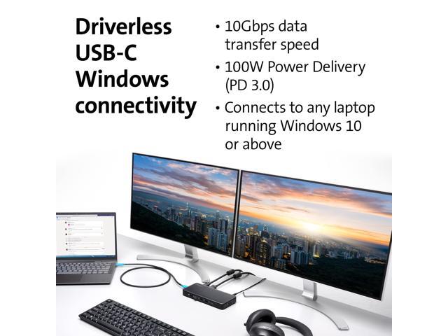 Kensington Triple Display USB-C Docking Station with 100W PD for Dell, HP, Lenovo, Acer, ASUS, Razer, Surface (Black)
