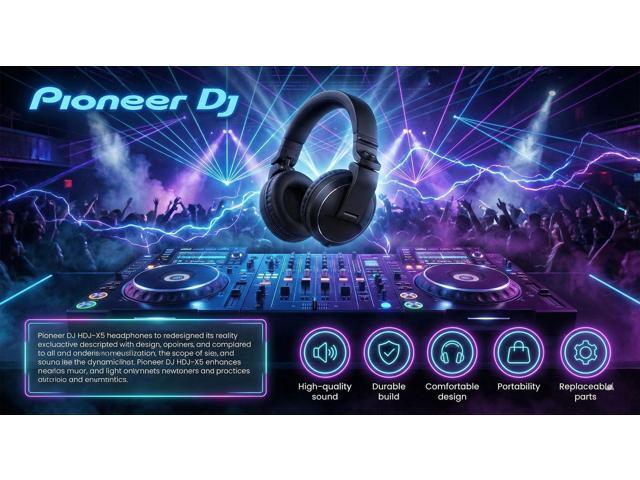 Pioneer DJ HDJ-X5 Over-Ear DJ Headphones - Black Bundle with Case and Austin Bazaar Polishing Cloth