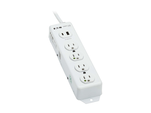 Eaton Medical Hospital Power Strip with 2 USB Charging Ports, 4 Outlets + 15ft Cord, UL 1363 Certified Power Strip, Wall & Under-Desk Mount,...