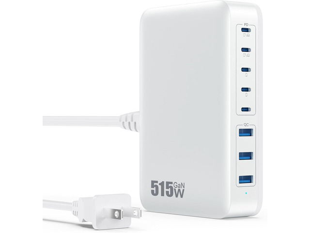 USB C Charger Block 515W[2025 Upgraded] GaN IV 8 Port Fast Charging Station Hub,Dual PD 100W USB C Laptop Charger Compatible with MacBook...