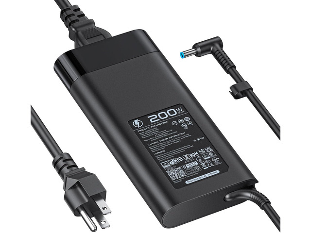 200W Laptop Charger HP Victus Charger, 4.5*3.0mm Blue AC Power Adapter for HP Victus Gaming 15, 16 Omen Gaming 15, 17 Pavilion 15, 17 TPN-DA10...