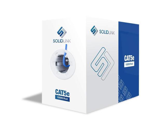 SolidLink - SL601N CAT5e 1000ft UTP Solid Conductor Cable 24AWG LAN Network Ethernet RJ45 Wire, Blue (SL601),