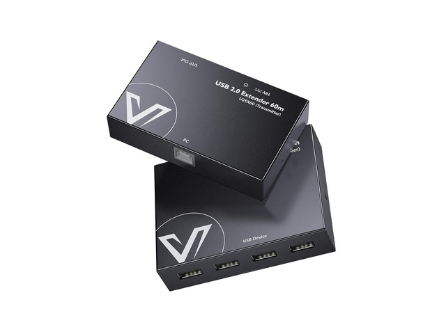 AV Access USB Extender Power Over Cable Cat5e/6/6a/7 up to 196ft/60m 4 Ports USB 2.0 Extender Over Ethernet, Plug and Play, Supports All...