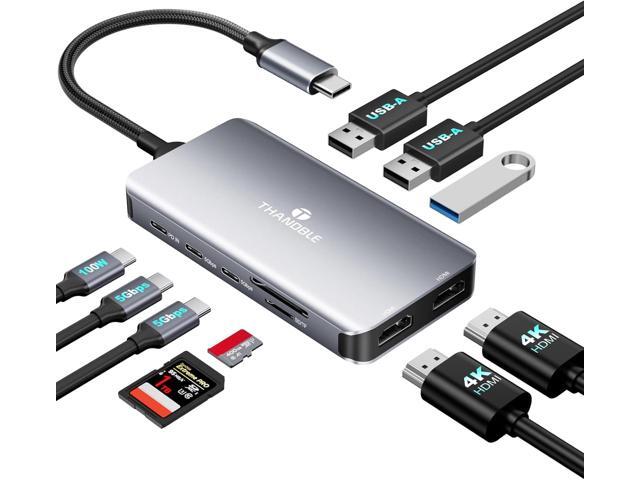 USB C Docking Station Dual Monitor, 10 in 1 USB C Hub Multiport Adapter, 4K HDMI Port, 100W PD, SD/Micro, USB-C 3.0, USB-A 3.0/2.0, Laptop Dock.