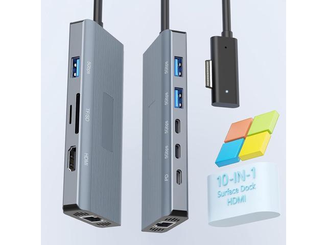 [2025 New] Surface Docking Station- 2 Year Warranty - 10 in 1 Surface Dock with HDMI Ethernet SD/TF 5*USB PD, Docking Station for Surface Pro...