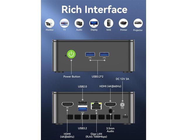 GMKtec Mini PC N95 (Beats N100, 3.4GHz) 8GB RAM 256GB M.2 SSD Mini Desktop Computer with VESA Mount for Office Home Business HTPC Proxmox, Dual 4K...