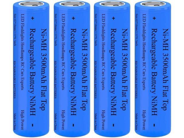 4 Pack 3500 mAh Battery Ni-MH, NiMH Flat Top Rechargeable Batteries, High Capacity Long Lasting Battery for LED Flashlight, Headlamp, Mini Fan, RC...