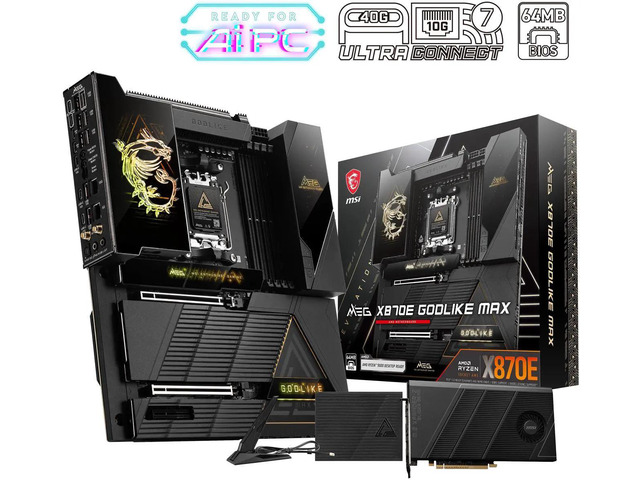 MSI MEG X870E GODLIKE MAX, E-ATX - Supports AMD Ryzen 9000/8000/7000 Processors, AM5 - Dynamic Dashboard III, EZ Slide M.2, 64MB BIOS ROM, 110A...