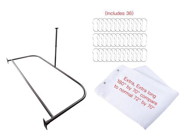 Utopia Alley D-Shaped Shower Rod with Ceiling Support, 28-68' Non-Adjustable Rust-Free Large Space Shower Rod, Oil Rubbed Bronze + White Shower...