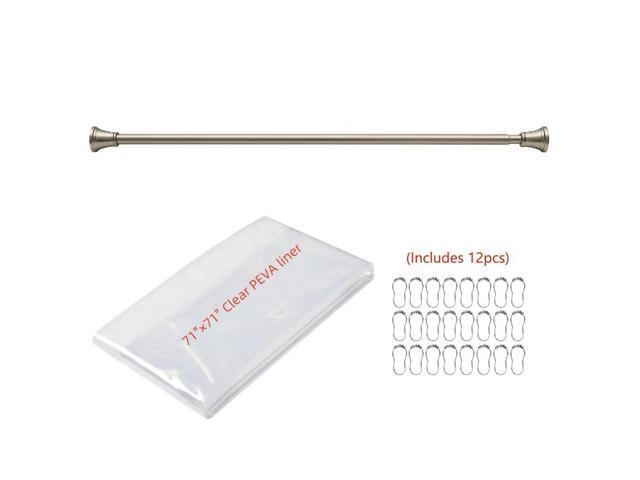 Utopia Alley Adjustable 72-Inch Rust-Proof Aluminum Shower Curtain Tension Rod with 71×71 Inch Clear PEVA Liner & 12 Heavy-Duty Hooks, No-Drill...