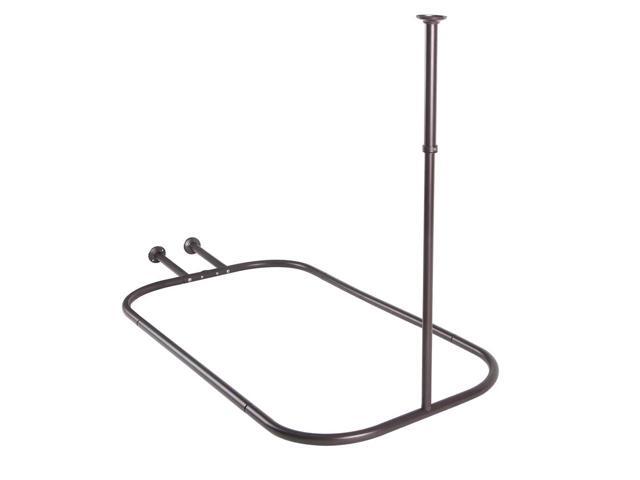 Utopia Alley Rustproof Aluminum Hoop Shower Rod With Ceiling Support for Clawfoot Tub, 58.3 Inch Size by 24 Inch, Oil Rubbed Bronze