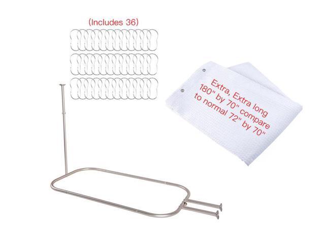 Utopia Alley Rustproof Aluminum Hoop Oval Shower Rod With Ceiling Support for Free Standing Clawfoot Tub, 58.3 Inch Size by 24 Inch, Brushed Nickel...