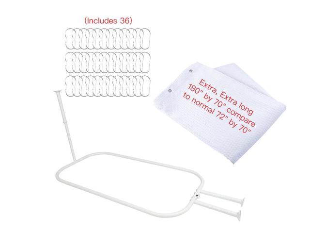 Utopia Alley Rustproof Aluminum Hoop Oval Shower Rod With Ceiling Support for Free Standing Clawfoot Tub, 58.3 Inch Size by 24 Inch, White + White...