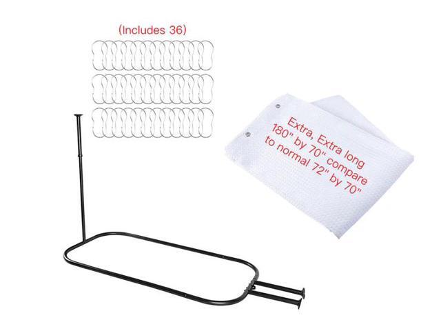 Utopia Alley Rustproof Aluminum Hoop Oval Shower Rod With Ceiling Support for Free Standing Clawfoot Tub, 64 Inch Extra Large Size by 26 Inch, Matt...