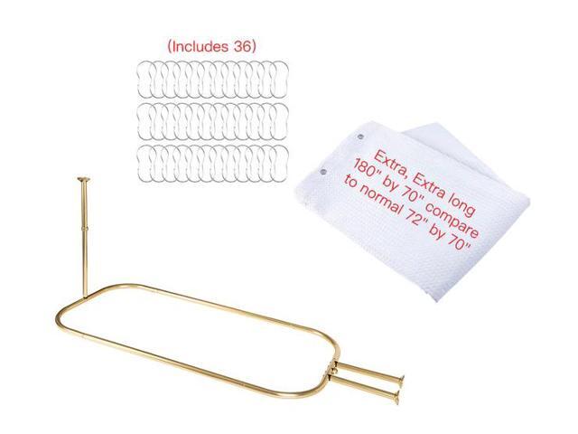 Utopia Alley Rustproof Aluminum Hoop Shower Rod With Ceiling Support for Clawfoot Tub, 64 Inch Extra Large Size by 26 Inch, Gold+ White Shower...