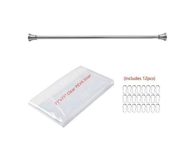 Utopia Alley Adjustable 72-Inch Rust-Proof Aluminum Shower Curtain Tension Rod with 71×71 Inch Clear PEVA Liner & 12 Heavy-Duty Hooks, No-Drill...