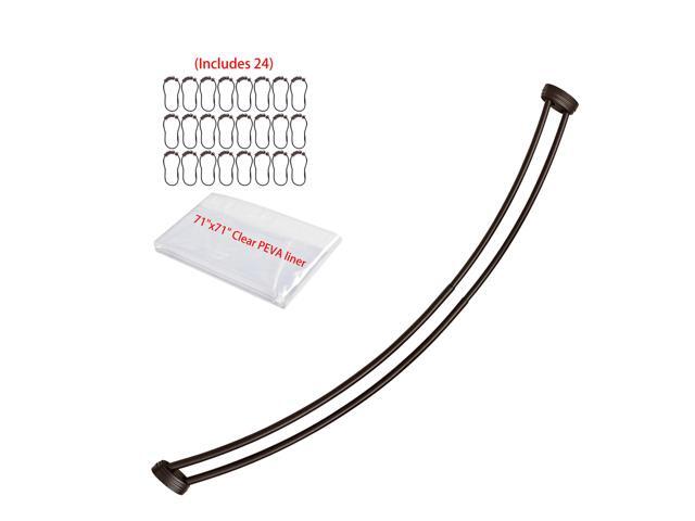 Utopia Alley Adjustable 4572 Inch Double Curved Shower Rod Set with 71×71 Inch Clear PEVA Liner & 24 Heavy-Duty Hooks, Rustproof Aluminum...