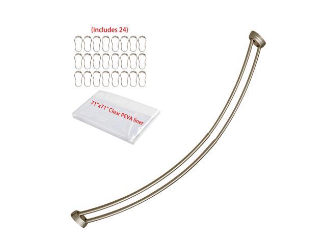 Utopia Alley Adjustable 4572 Inch Double Curved Shower Rod Set with 71×71 Inch Clear PEVA Liner & 24 Heavy-Duty Hooks, Rustproof Aluminum...
