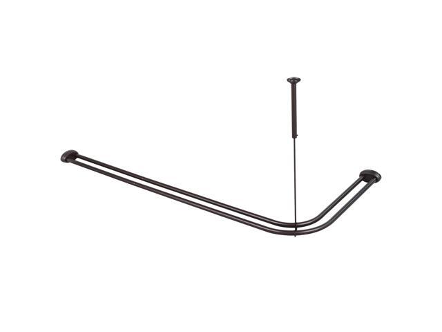 Utopia Alley Rustproof Aluminum Double L Shaped Shower Curtain Rod 72' L x 31.7' W, with 24 Shower Hooks included & Ceiling Support, Wall...