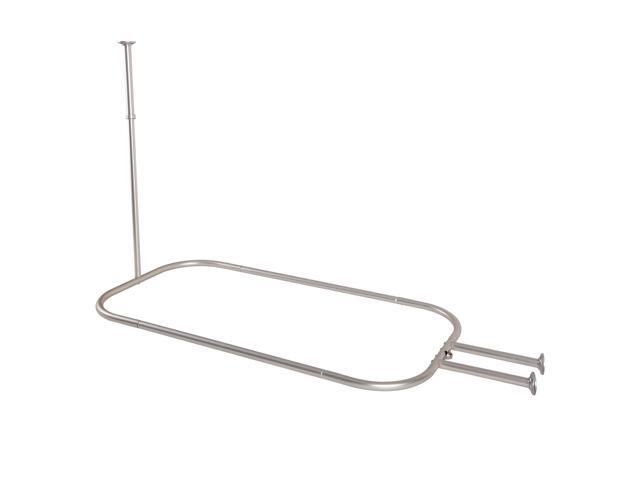 Utopia Alley Rustproof Aluminum Hoop Shower Rod With Ceiling Support for Clawfoot Tub, Extra Large 64 Inch Size by 26 Inch, Brushed Nickel