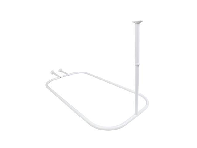 Utopia Alley Rustproof Aluminum Hoop Shower Rod With Ceiling Support for Clawfoot Tub, 58.3 Inch Size by 24 Inch, White
