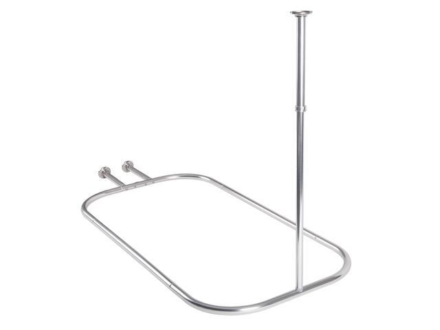 Utopia Alley Rustproof Aluminum Hoop Shower Rod With Ceiling Support for Clawfoot Tub, 58.3 Inch Size by 24 Inch, Chrome