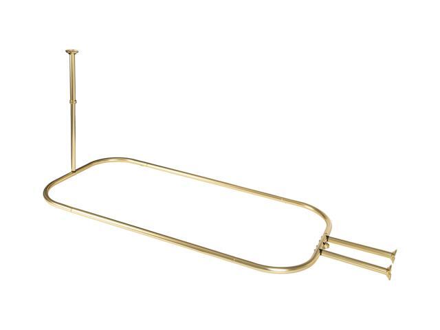 Utopia Alley Rustproof Aluminum Hoop Shower Rod With Ceiling Support for Clawfoot Tub, Extra Large 64 Inch Size by 26 Inch, Gold