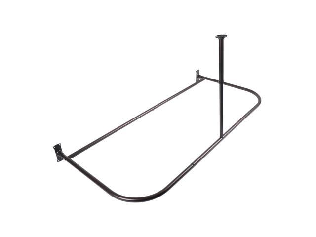 Utopia Alley D-Shaped Shower Rod with Ceiling Support, 28-68' Non-Adjustable Rust-Free Large Space Shower Rod, Need Drilling, Oil Rubbed Bronze