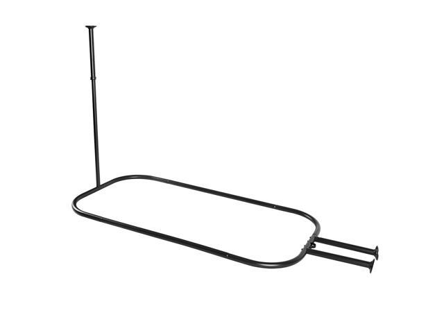 Utopia Alley Rustproof Aluminum Hoop Shower Rod With Ceiling Support for Clawfoot Tub, 58.3 Inch Size by 24 Inch, Black