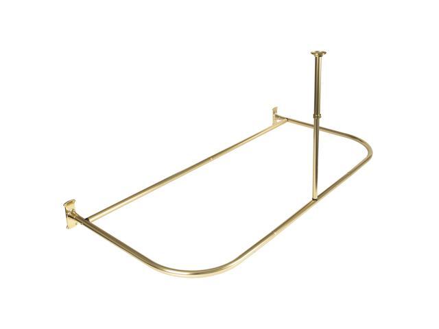 Utopia Alley D-Shaped Shower Rod with Ceiling Support, 28-68' Non-Adjustable Rust-Free Large Space Shower Rod, Need Drilling, Gold