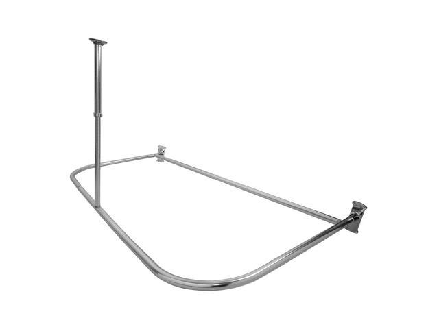 Utopia Alley D-Shaped Shower Rod with Ceiling Support, 28-68' Non-Adjustable Rust-Free Large Space Shower Rod, Need Drilling, Chrome